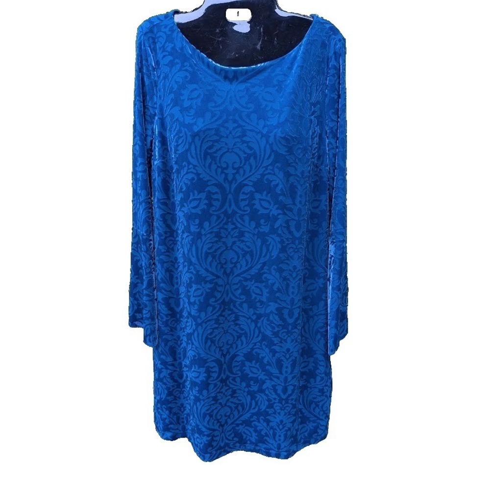 Womens Velvet Burnout Dress S Bell Sleeve Luxurious Glam Whimsigoth Flowy Y2K